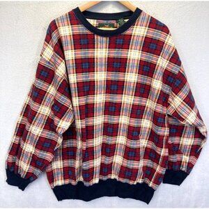 Vintage 90's American Outpost Grandpa Sweatshirt Mens Large L Boxy Tartan Plaid